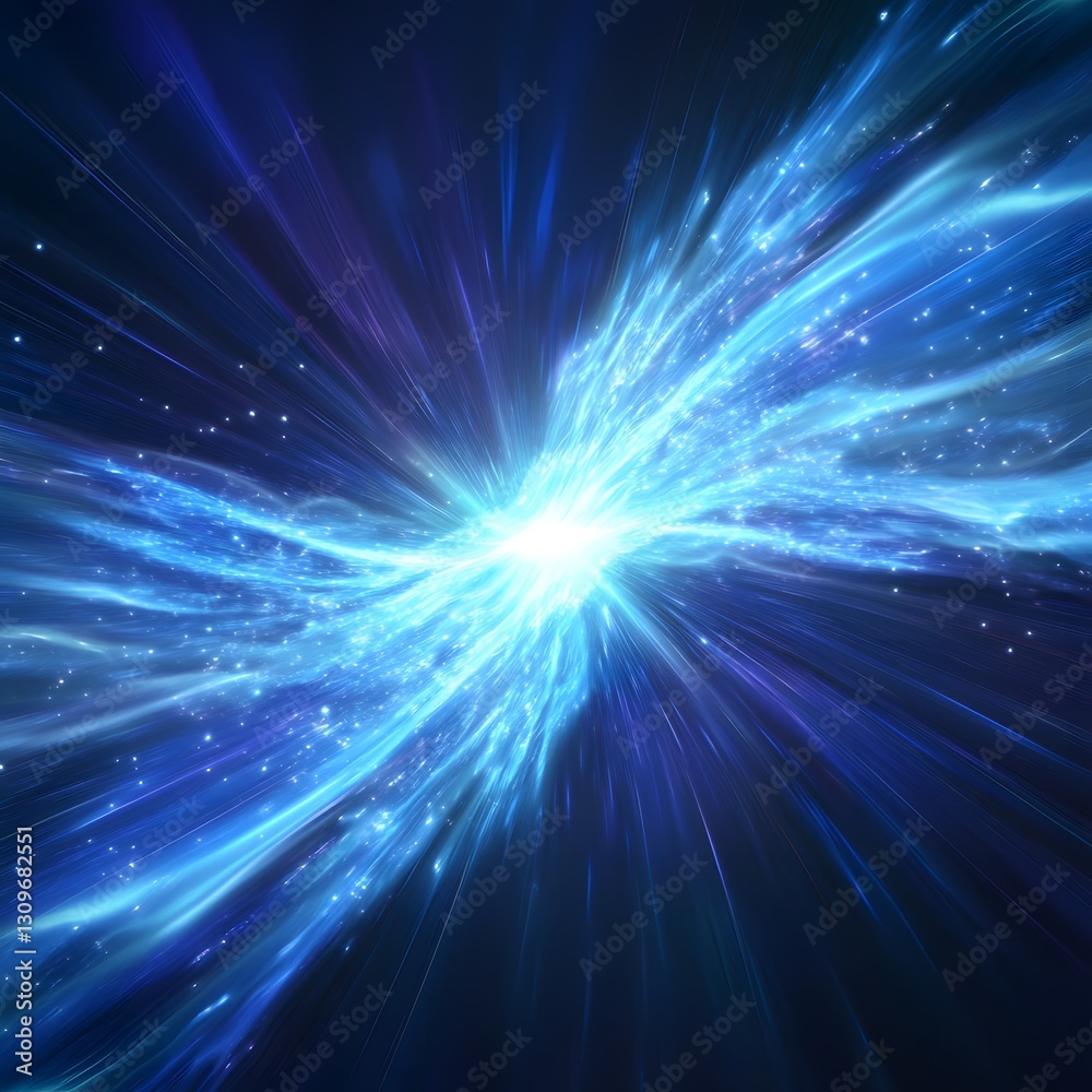 Radiant Blue Energy Burst with Dynamic Light Effects in Space Radiant Blue Energy Burst with Dynamic Light Effects in Space
