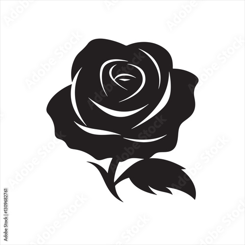 Elegant Rose Silhouette Graphic for Digital Use