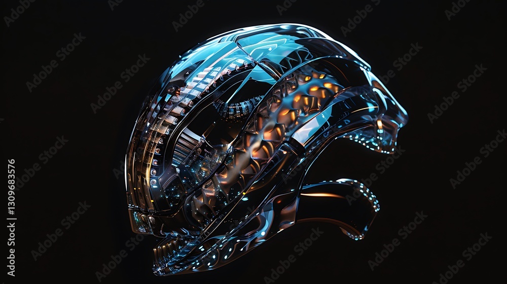 Fototapeta premium Cybernetic Lion Head: A Futuristic 3D Render