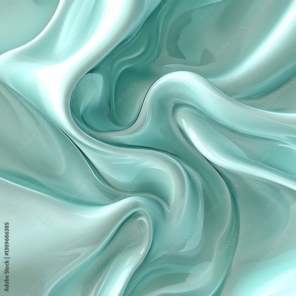 Obraz premium Abstract Teal Silk Drape Swirling Flowing Fabric