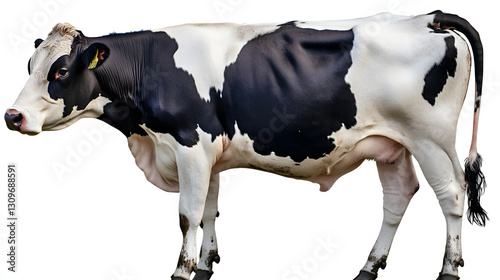 Holstein cow walking confidently against a white background UHD 4K Image