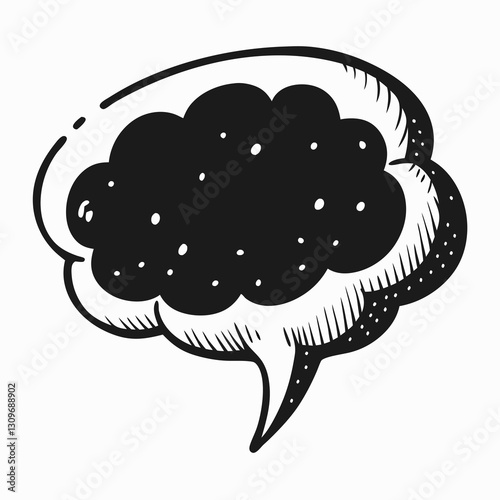 Hand Drawn Thought Bubble Sketch with Dotted Accents