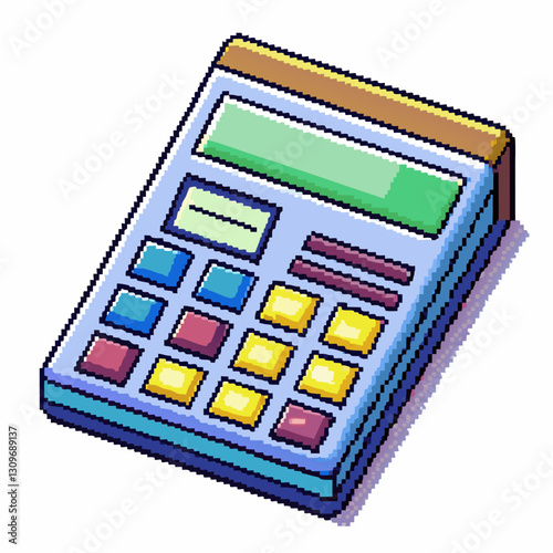 Retro Pixel Art Calculator   Colorful Vintage Digital Device with Buttons and Display