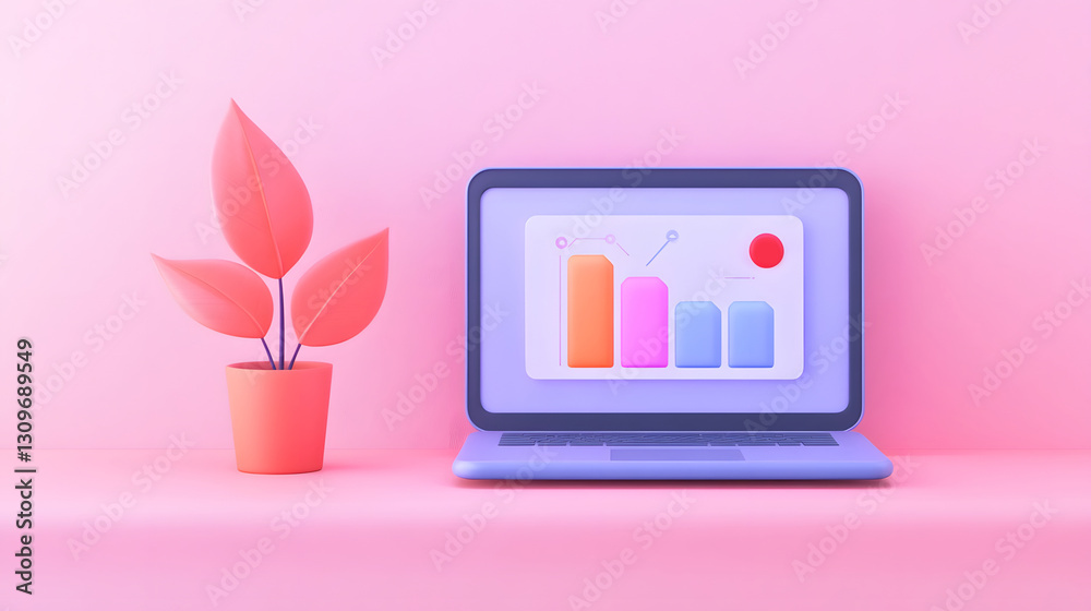 Laptop with Financial Analytics and Growth Chart for Investment Insights Laptop with Financial Analytics and Growth Chart for Investment Insights