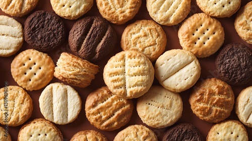 Assorted Cookies and Biscuits on Brown Surface Overhead Flat Lay
