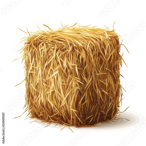 Close-up of Isolated Straw Bale Object for Professional Use