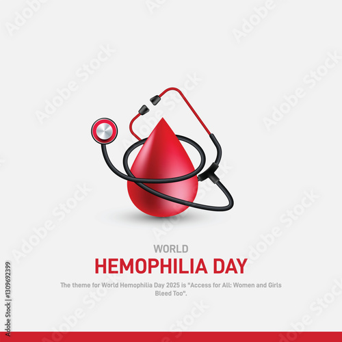 world hemophilia day 2025. world hemophilia day concept banner, poster, social media post, postcard, background, backdrop, template, greetings card, web banner, cover design. Women and Girls Bleed Too