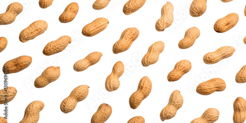 Arrangement of Peanuts on White, Natural and Healthy Nut Display for Snack Lovers, PNG Transparent