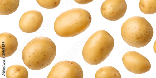 Falling Fresh Potatoes on White Background, Fresh and Crisp Potatoes for Culinary Delights, PNG Transparent