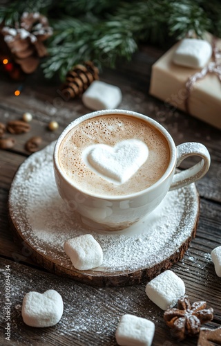 Marshmallow numbers and coffee cup for 2025 celebration