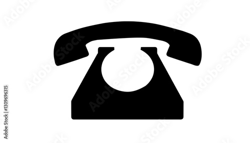 Minimalist black silhouette of a telephone handset symbolizing communication