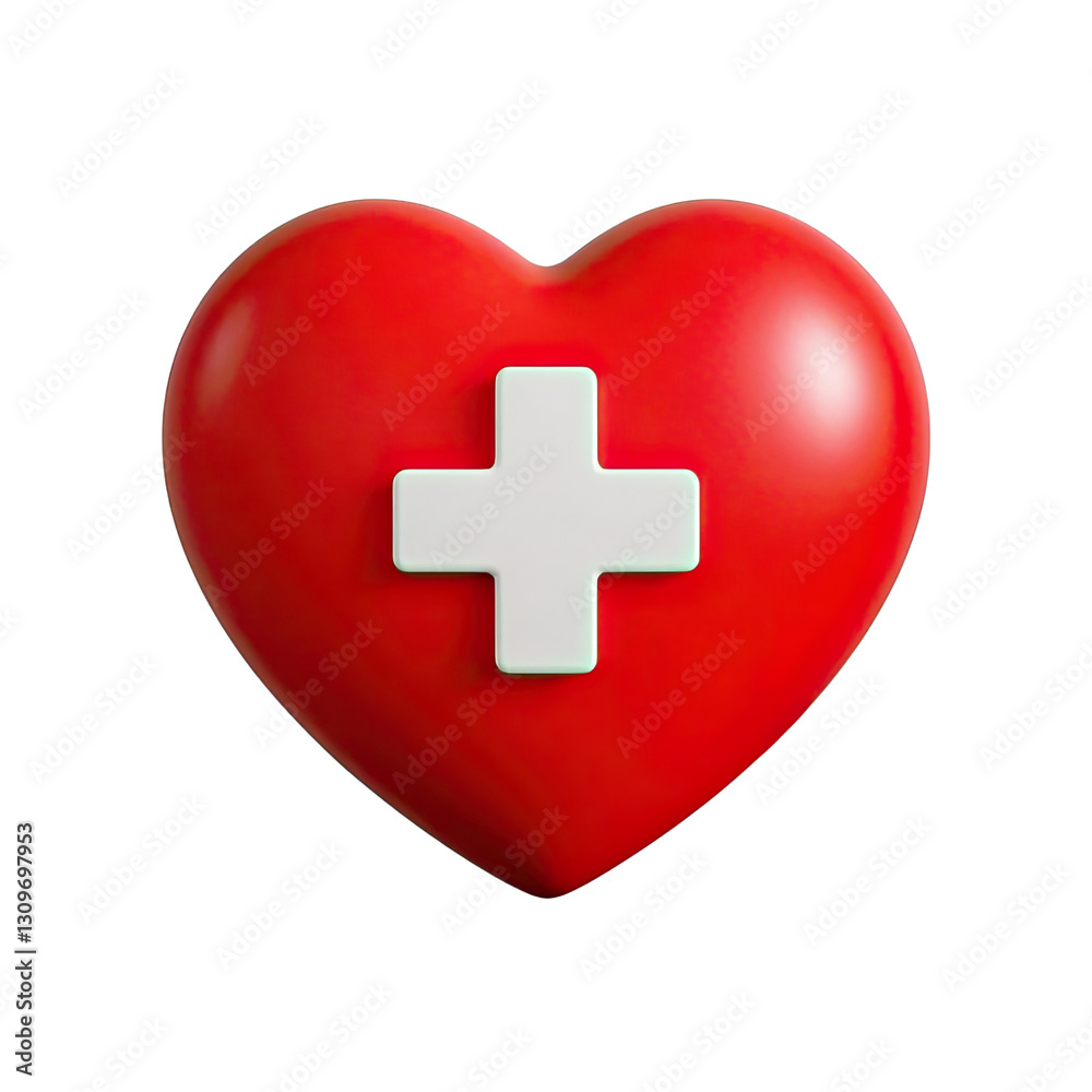 3d Red Heart and Heartbeat Wave Icon Isolated on Transparent Background, Generative AI 3d Red Heart and Heartbeat Wave Icon Isolated on Transparent Background, Generative AI