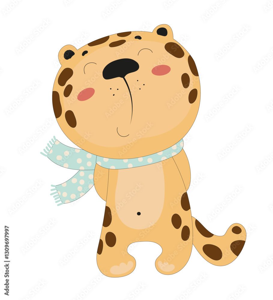 Fototapeta premium Happy Leopard in Scarf