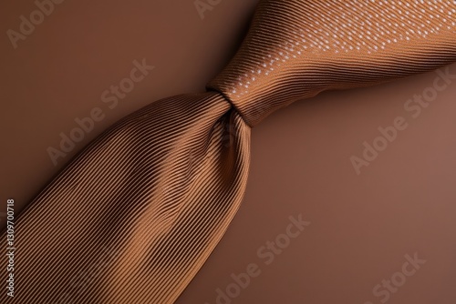 A detailed studio shot of a brown tie