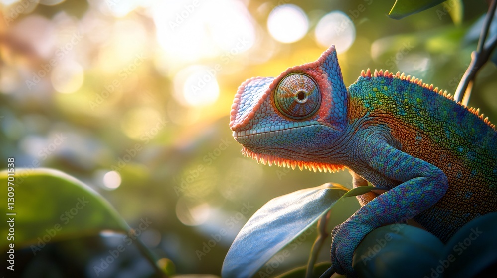 Fototapeta premium Adorable Chameleon in Natural Habitat