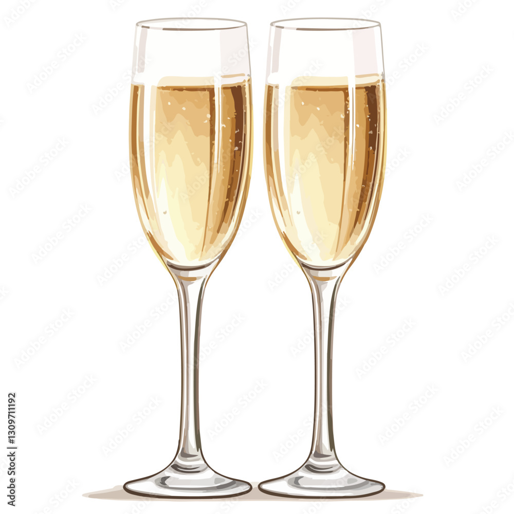 Elegant Champagne Glasses Toasting in Celebration Elegant Champagne Glasses Toasting in Celebration