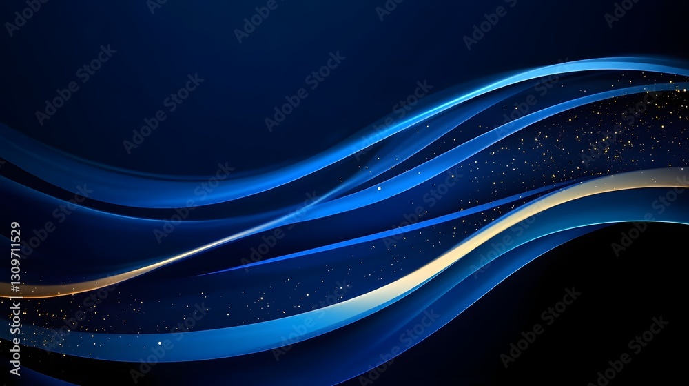 Obraz premium Captivating Cosmic Energy Waves with Golden Particles and Luminous Streaks of Light