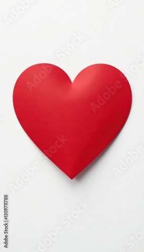 Matte red heart sticker, clean white backdrop, one, label