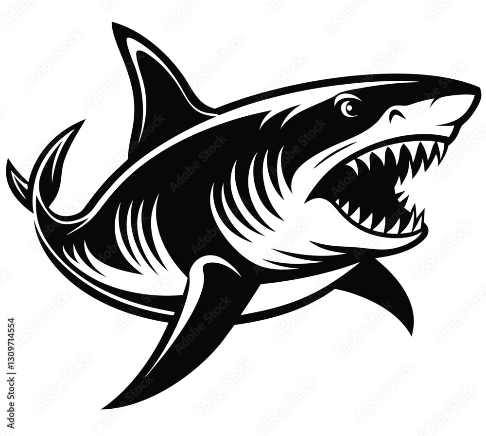 Powerful Shark in Ocean Wildlife Illustration
Powerful Shark in Ocean Wildlife Illustration