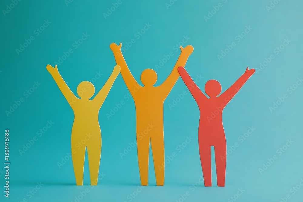 Teamwork Success Celebration Raised Arms Unity Teamwork Success Celebration Raised Arms Unity