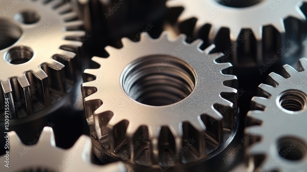 Interlocking Metal Gears, A Close-Up View of Precision Engineering Interlocking Metal Gears, A Close-Up View of Precision Engineering