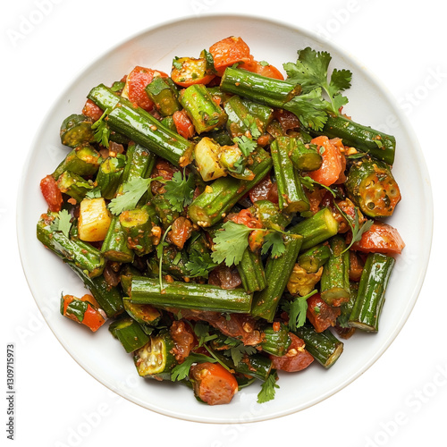 Indian Bhindi Masala Okra Stir-Fry with Tomatoes and Spices