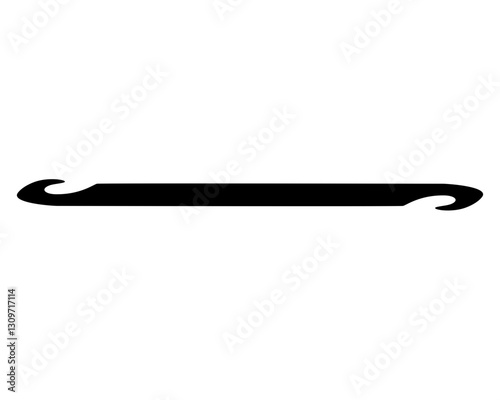 Crochet hook, handicraft tool - vector silhouette image for logo, pictogram or stencil. Crochet hook