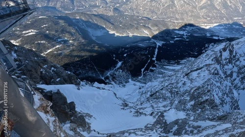 Panoramic view from Zugspitze, including the summit