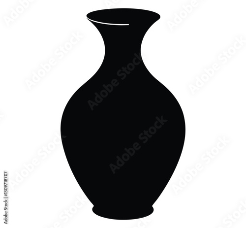 Elegant Vase Silhouette in Minimalist Art Style


