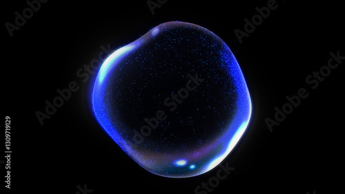 Blue liquid sphere on transparent background. Blue orb alpha channel background. Flow of blue magical glowing sphere of energy circular vortex of space from particles. Futuristic core rotates sci-fi