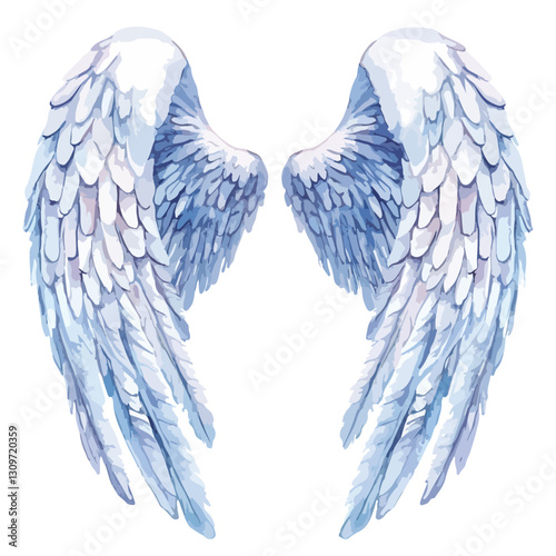 White Angel Wings Watercolor Isolated Cutout