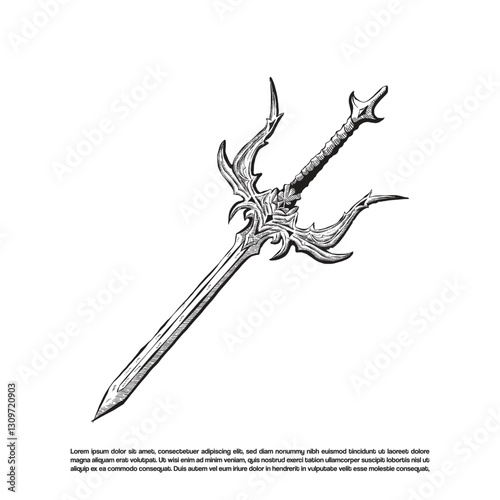 Vintage old luxury and unique pendant sword vector isolated on white background