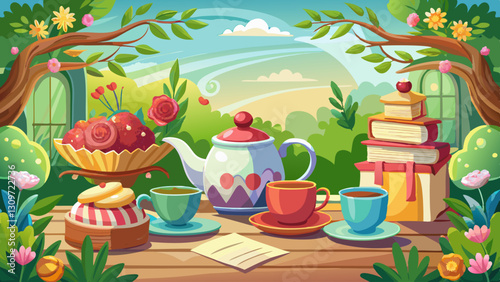 Beautiful teatime with copy space