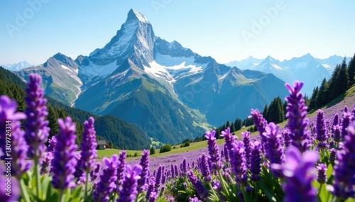 Lavender blooms surround majestic Mont Blanc peak, mont blanc, flowers