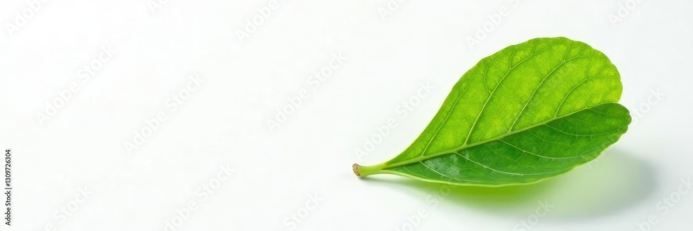 Shot of a small leaf with veins on white background, leaves, foliage, plant life Shot of a small leaf with veins on white background, leaves, foliage, plant life