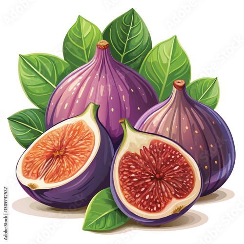 fresh figs with leaves isolated