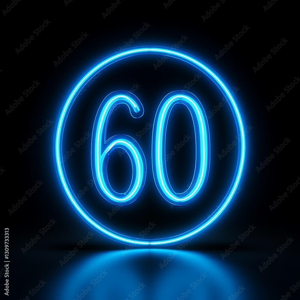Neon speed limit 60, studio shot Neon speed limit 60, studio shot