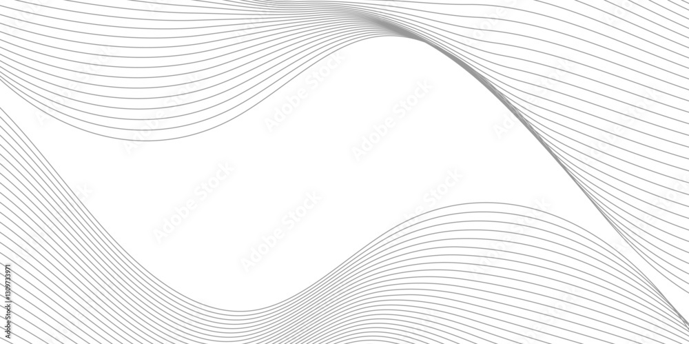 Fototapeta premium Creative line art. Vector illustration EPS 10. black shiny waves with lines created using Blend Tool.Design elements. Wave of many gray lines. Abstract wavy stripes on white background isolated. 