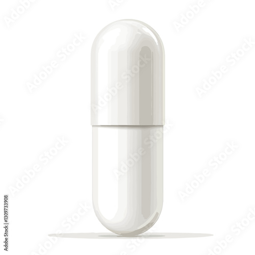 Professional White Pill Capsule Isolated on White Background