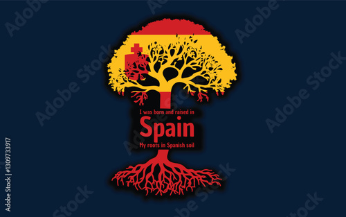 Spanish roots and symbolism: a tree with the Spanish flag, embodying national pride and love for nature