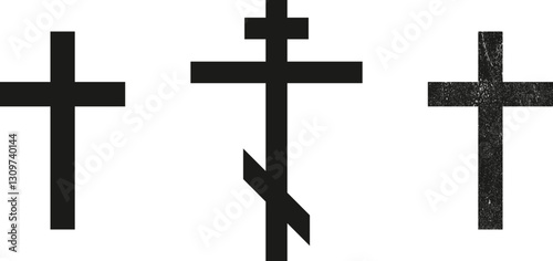 Latin Christian Crosses Silhouettes. Ancient Christian Icons.
