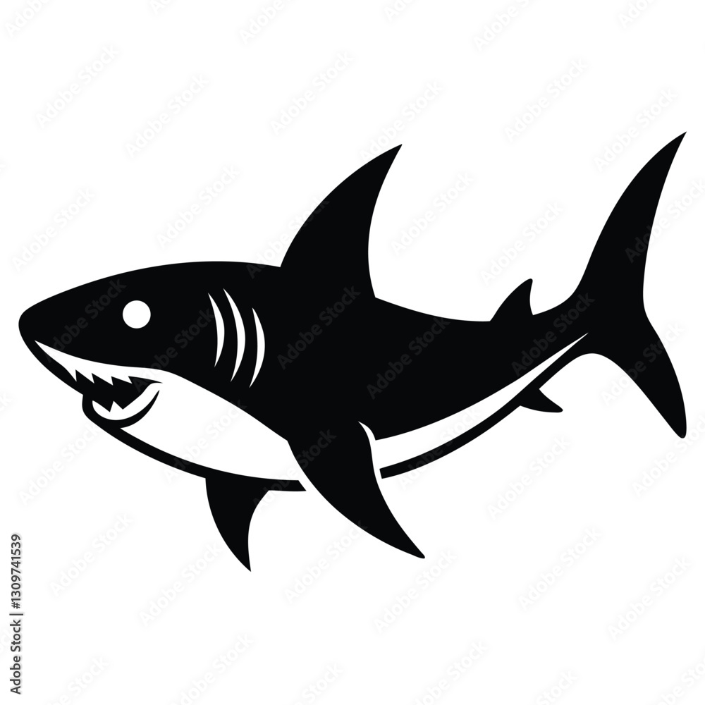Shark silhouette logo for branding, illustrations, and graphic design Shark silhouette logo for branding, illustrations, and graphic design