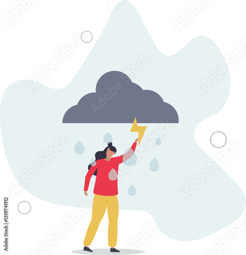 Mental health, psychotherapy and selfcare concept.indignation and resentment upset feelings.flat character life .