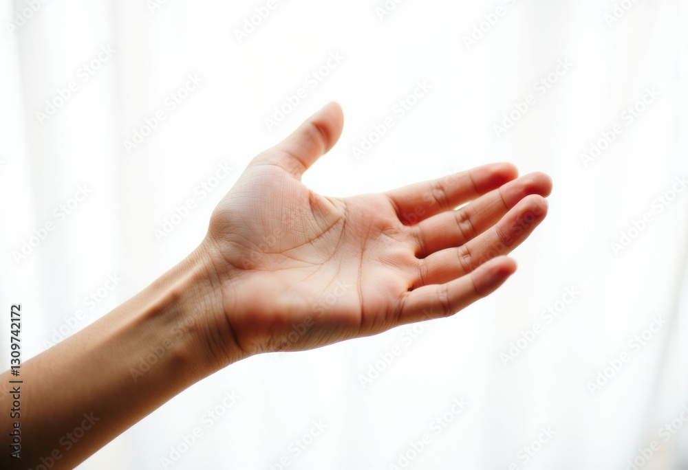 Obraz premium An open hand reaching out against a soft, blurred background