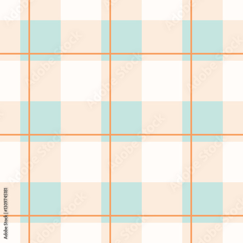 Gingham seamless vector pattern with kawaii carrots. Tartan check for tablecloths, napkins, clothes, packaging, for the Easter holiday. Cozy cute childish. easter color.