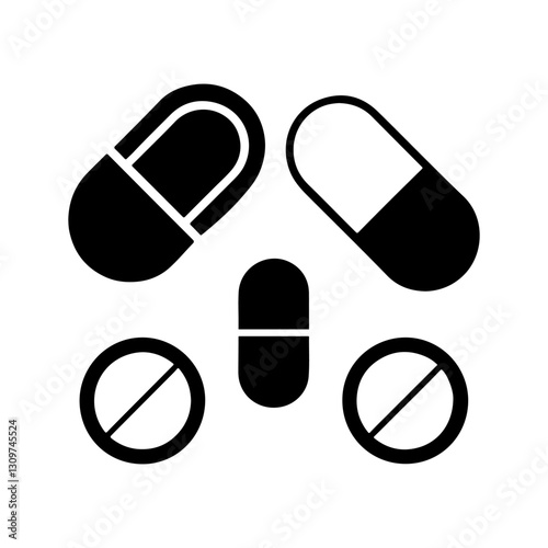 set of medical pills