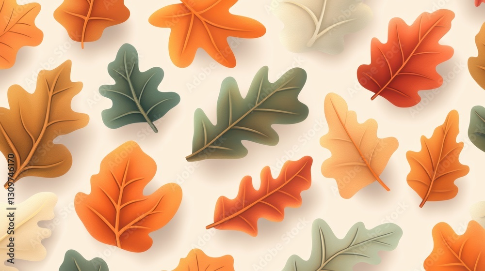 Obraz premium A collection of autumn leaves in vibrant colors on a soft background, ideal for seasonal themes, nature-related designs, or backgrounds in digital and print media, Perfect for fall promotions,