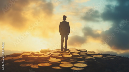 A businessman investing in future growth showcasing success strategy and leadership in finance. AI generative