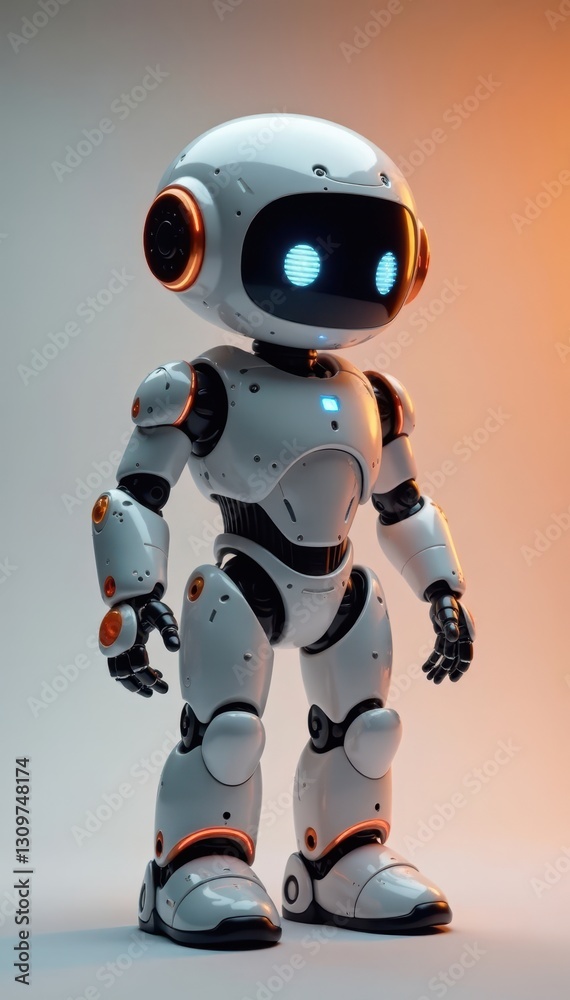 Friendly robot helpers offering assistance, modern tech style, positive robot gesture, robotic arm