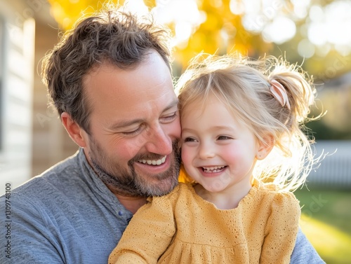 Father and Daughter Smiling Together in Nature